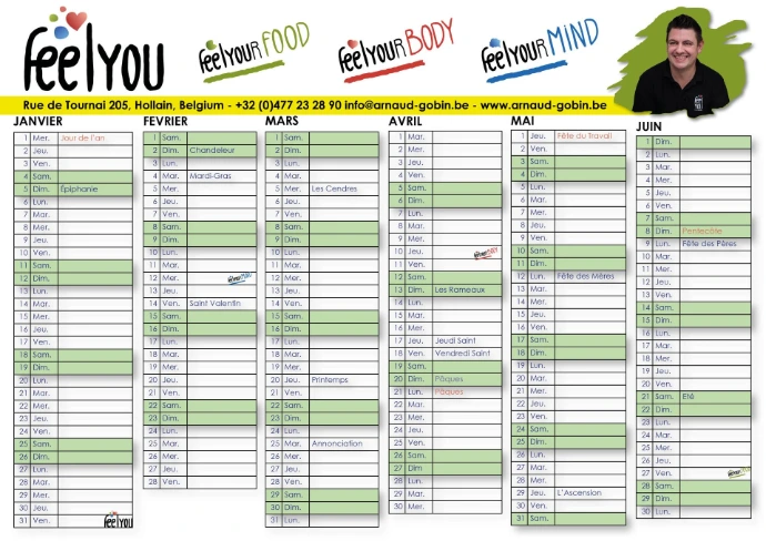 Calendrier rect/verso A3